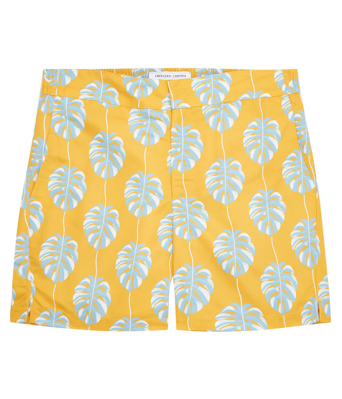 Classic Swim Short Botanico Leaf Print in Sunset Yellow & Cool Blue