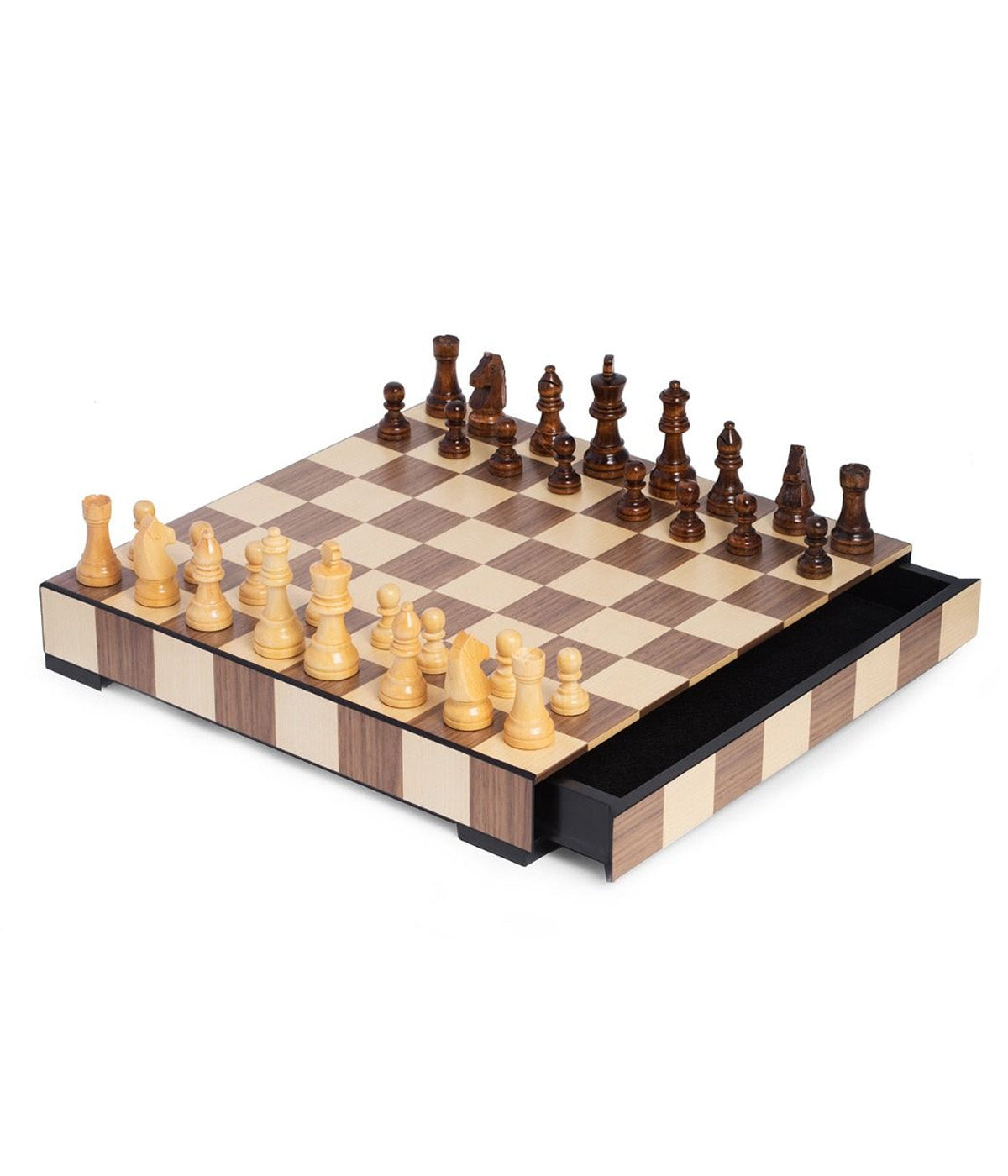 Chess & Checker Set in Matte Walnut