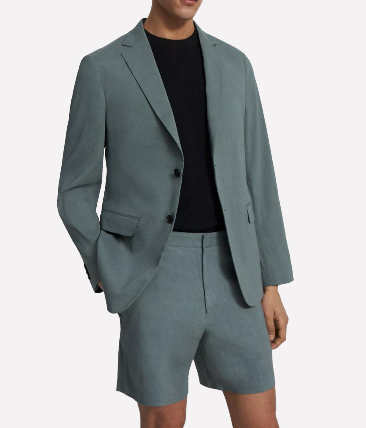 Clinton Eco Crunch Linen Blend Double-Breasted Sport Coat in Balsam Green