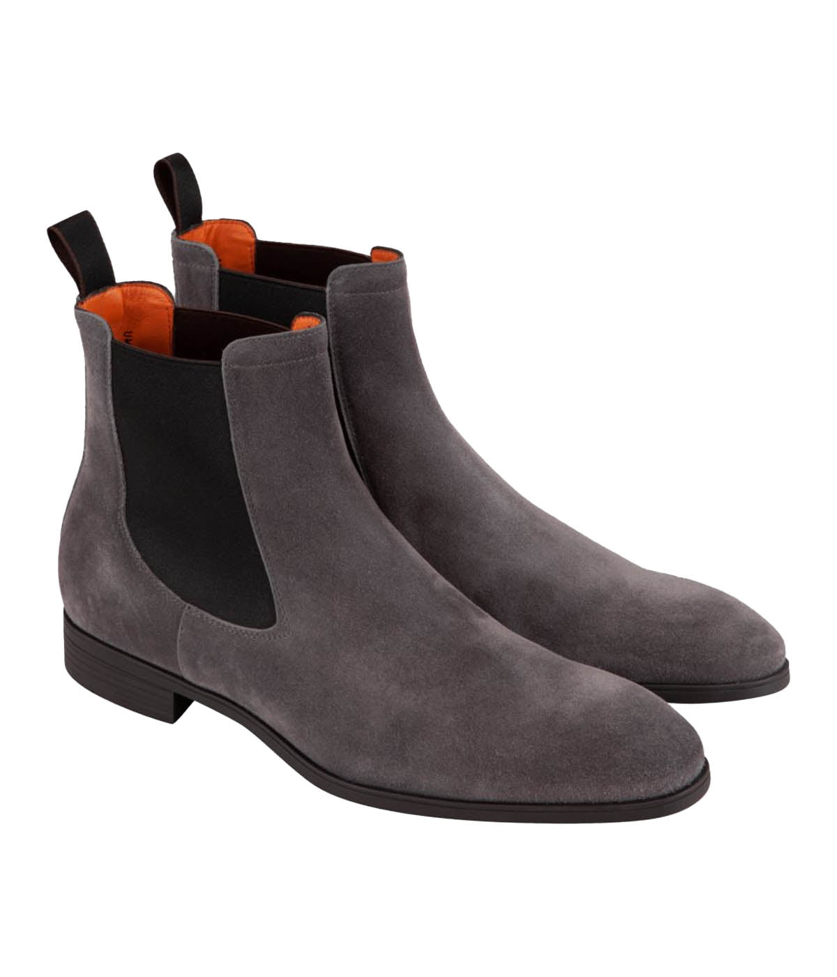 Men's grey Santoni Detoxify boot crafted from 100% calf leather, featuring a sleek round toe and rubber sole—expertly made in Italy for refined edge and everyday durability.