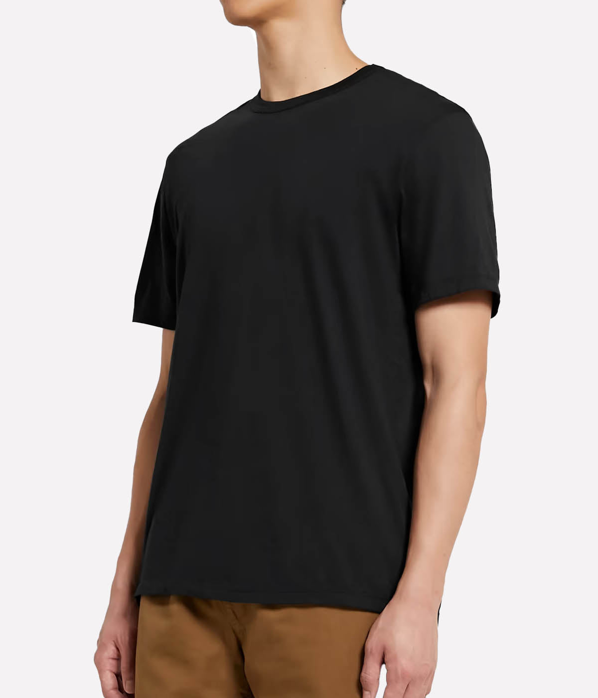 Luxe Lotus Jersey Crew Neck T-Shirt in Black