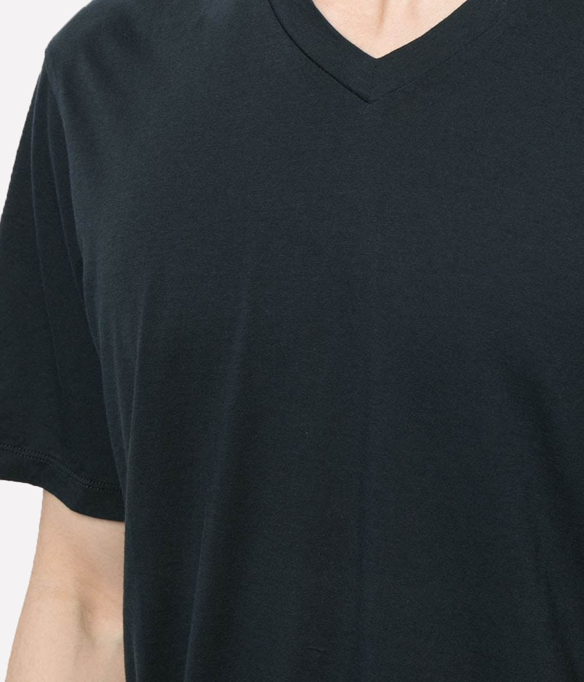 Luxe Lotus Jersey V Neck T-Shirt in French Navy