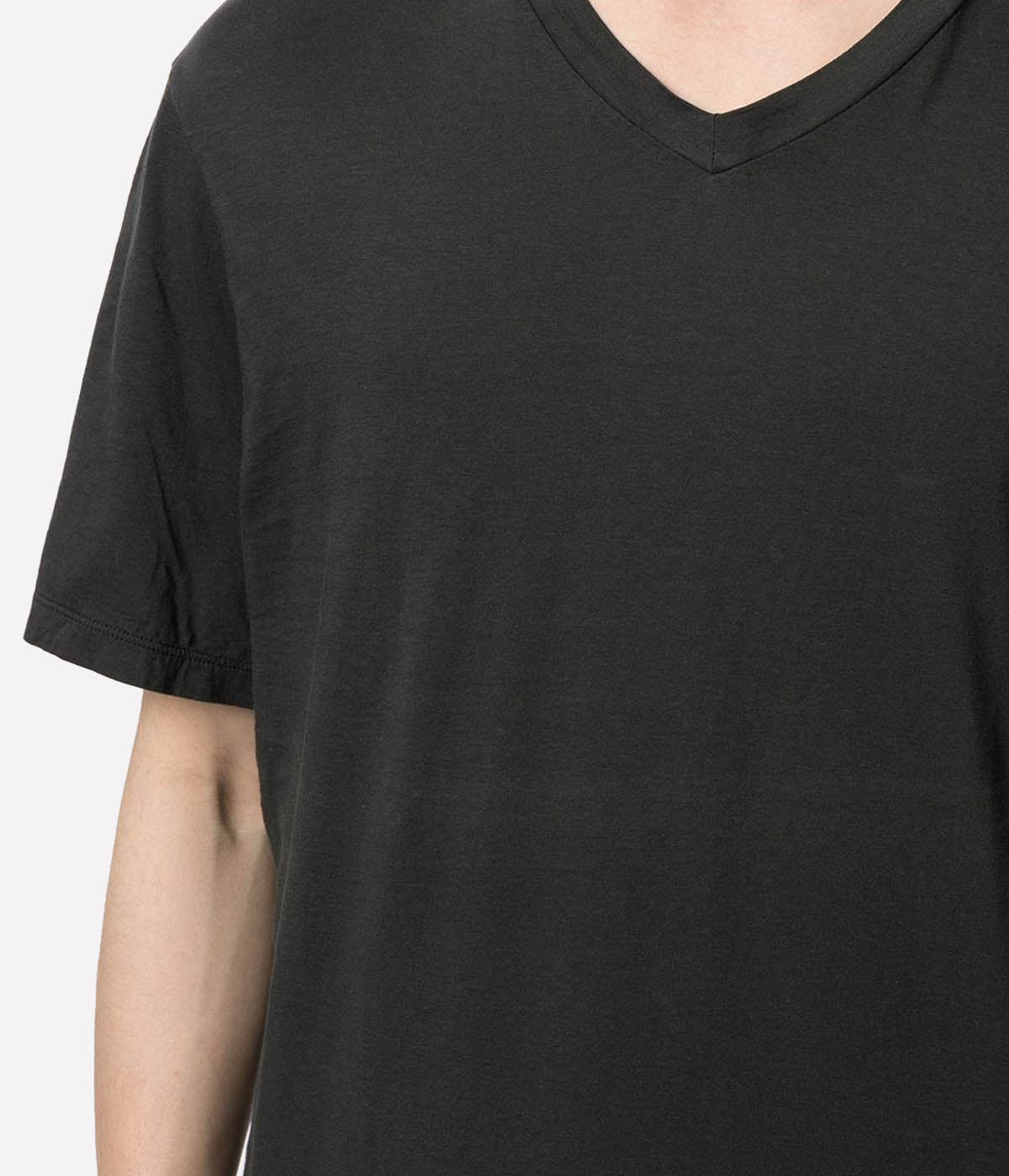 Luxe Lotus Jersey V Neck T-Shirt in Carbon
