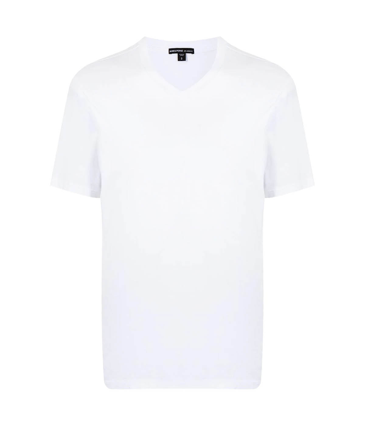 Luxe Lotus Jersey V Neck T-Shirt in White