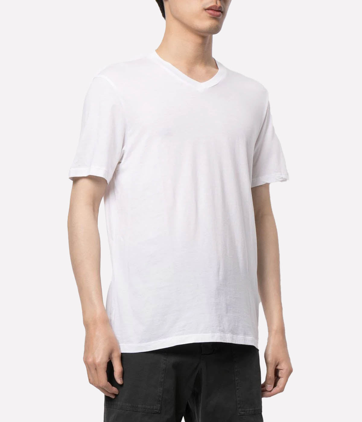 Luxe Lotus Jersey V Neck T-Shirt in White