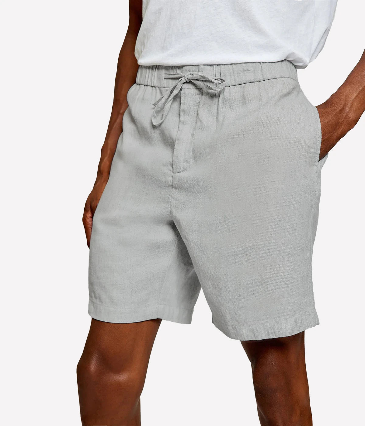 Felipe Linen Short in Light Melange Grey