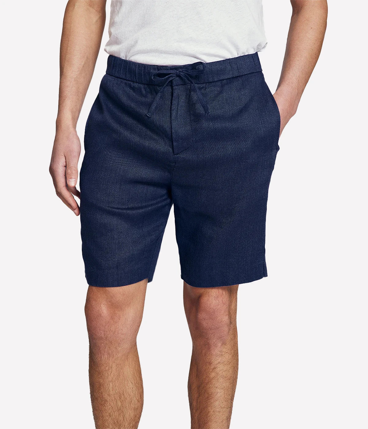 Felipe Linen Shorts in Navy Blue