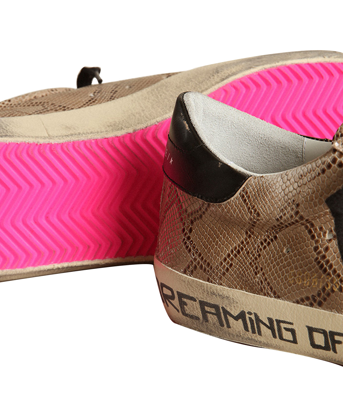 Super-Star Snake Printed Signature in Light Brown Snake, White & Black