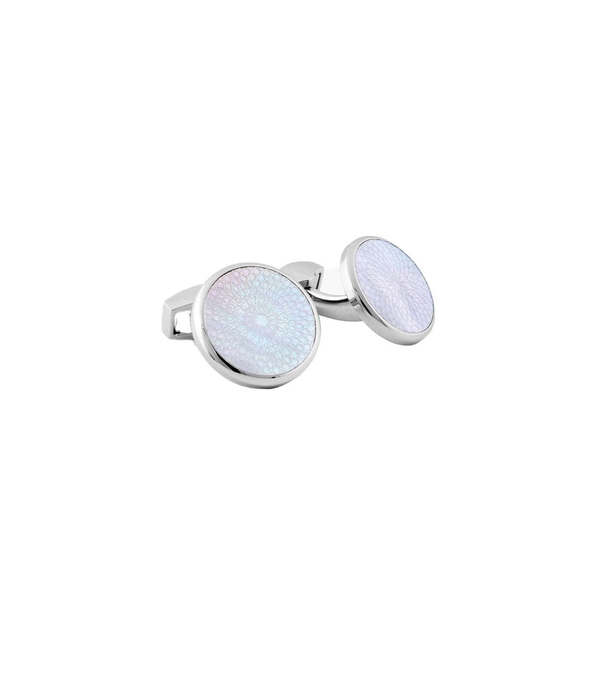 Rotondo Guilloché Cufflinks in White