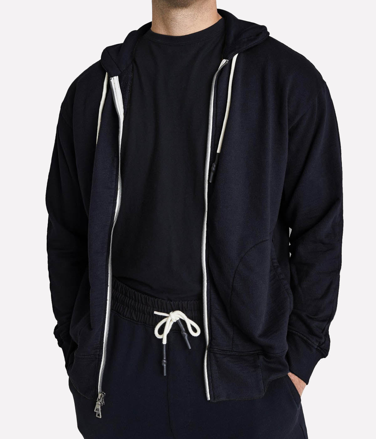 Garo Zip Hoodie in True Black