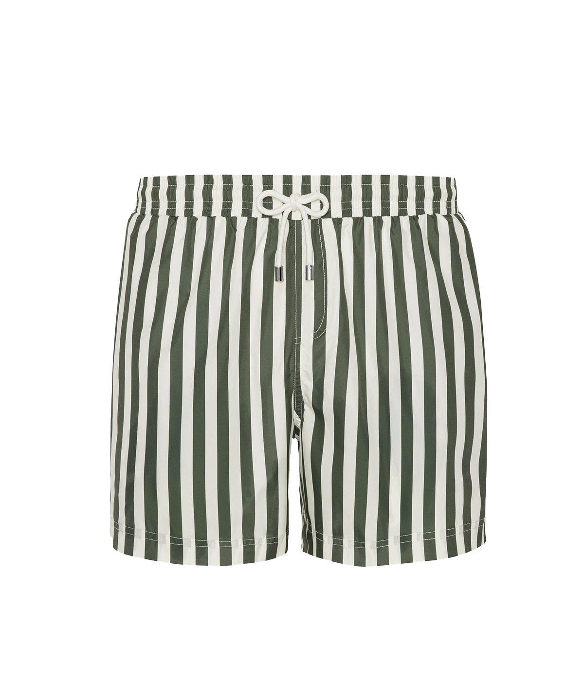 Mid Length Swim Shorts in Green Striped