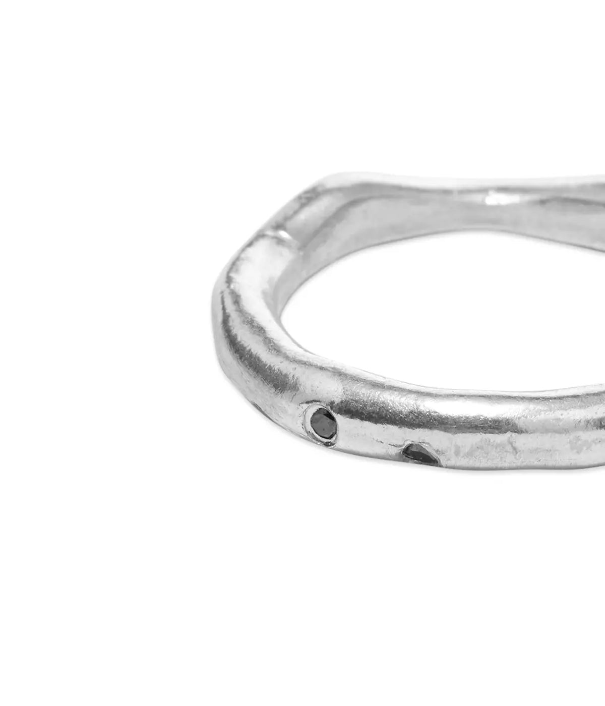 Hand Shaped Matte Ring with Black Diamond in Silver