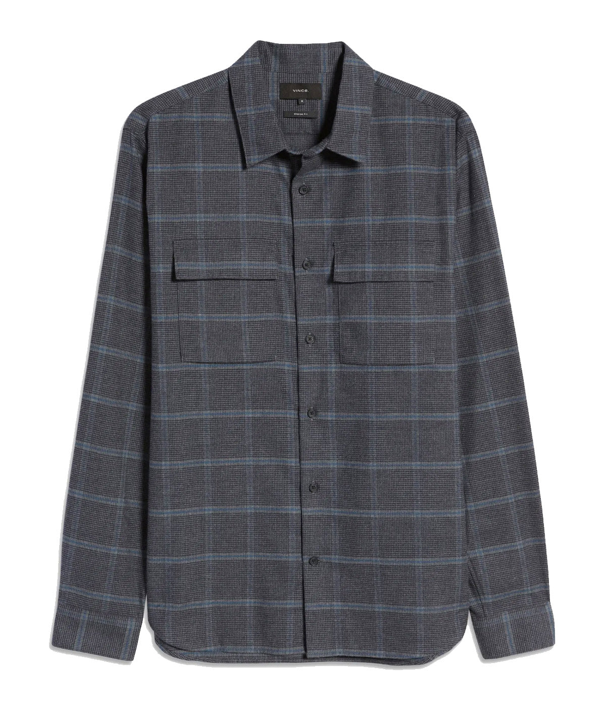 Houndstooth Windowpan Longsleeve Shirt in River Blue