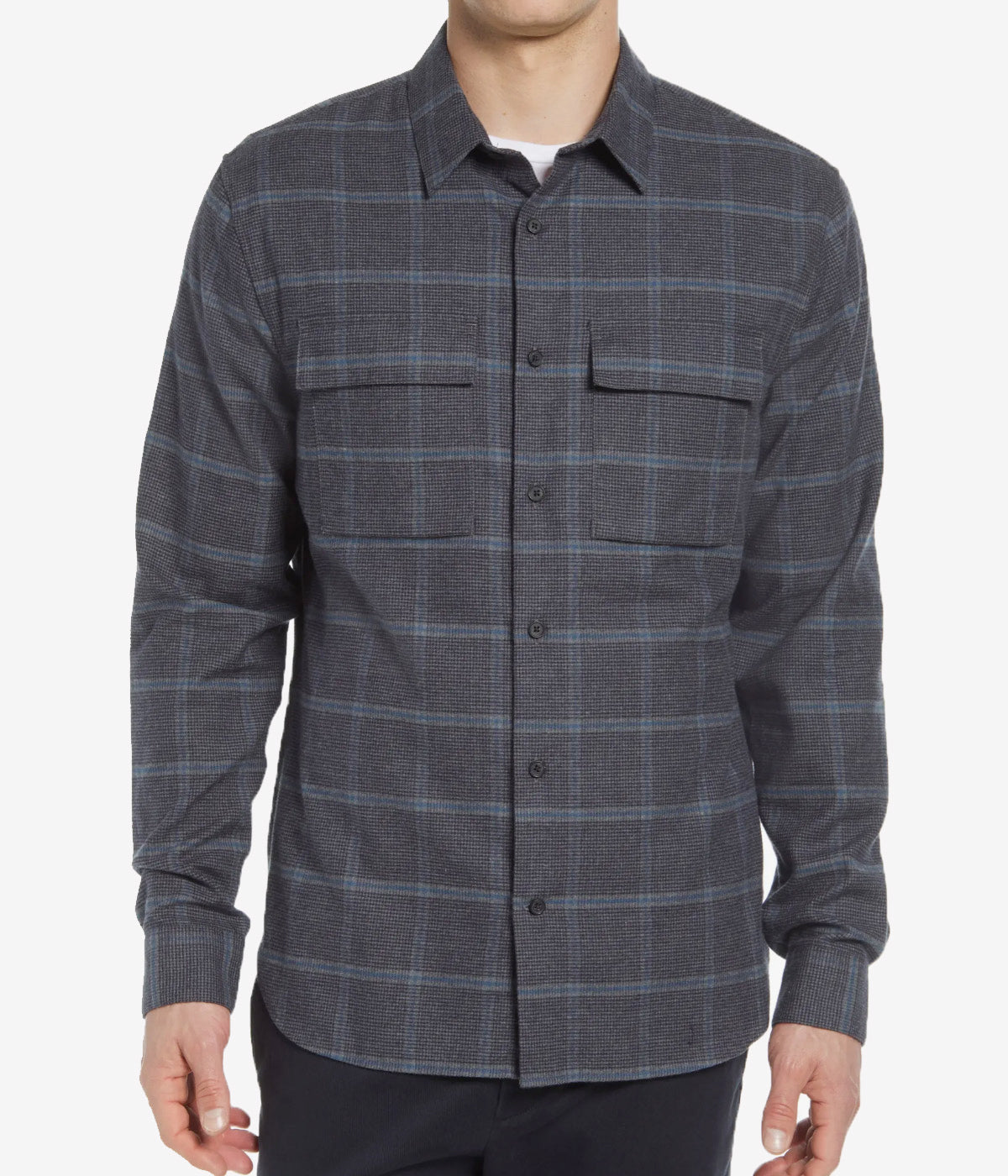 Houndstooth Windowpan Longsleeve Shirt in River Blue