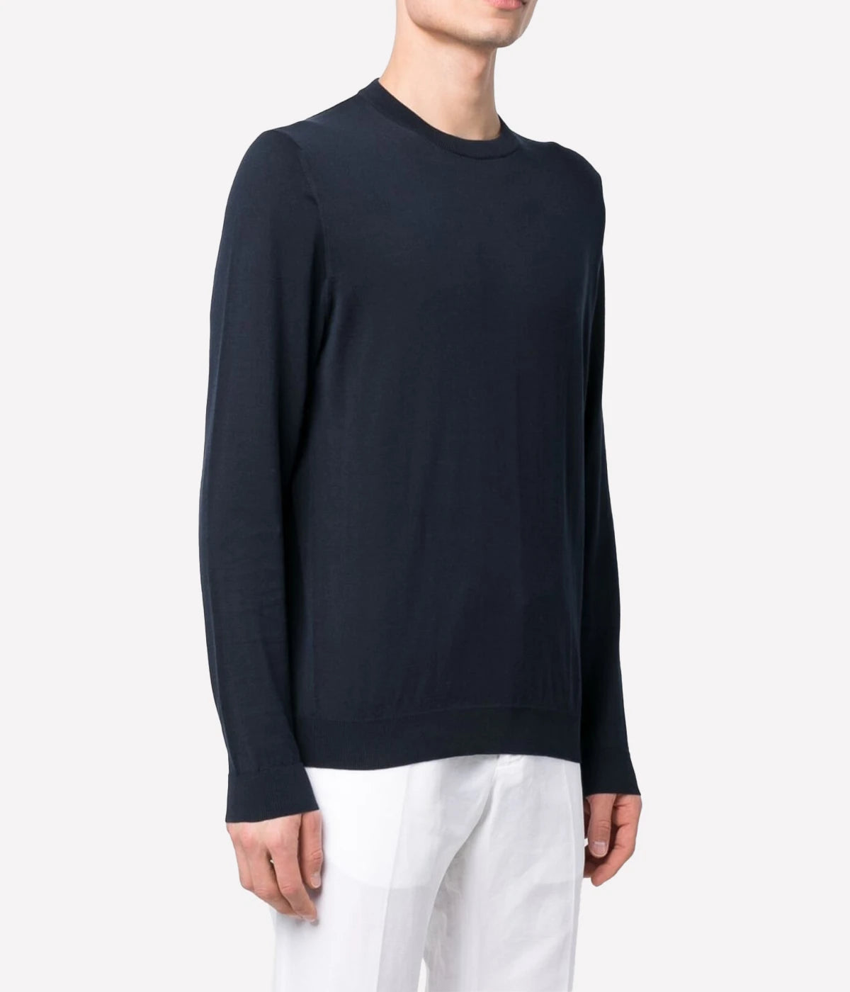 Long Sleeve Crew Neck Sweater in Blue