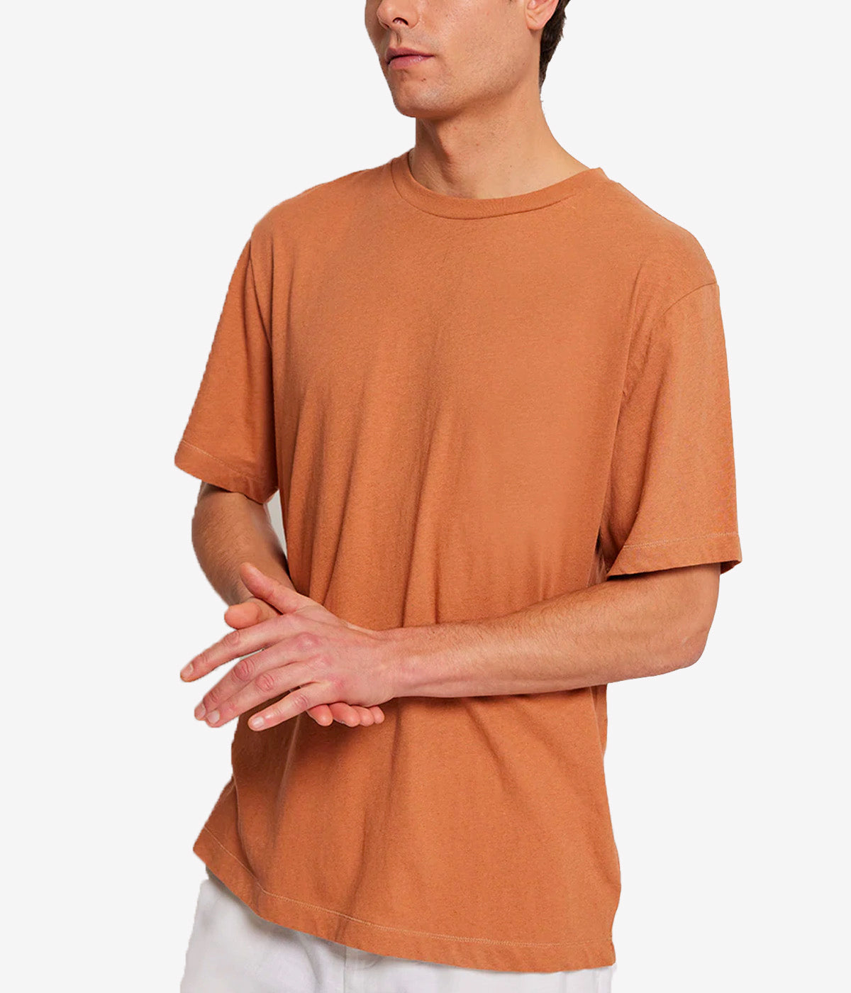Lucio Linen Blend T-Shirt in Muted Clay