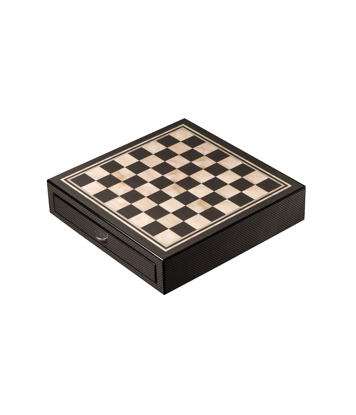 Nolan Chess Set in Carbon Fiber & Mother Of Pearl