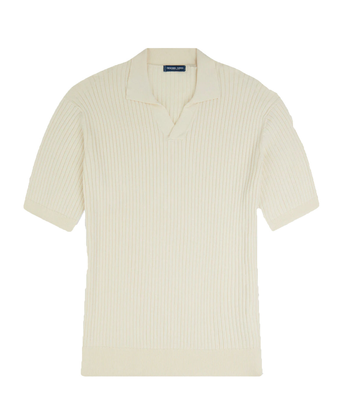 Rino Knit V Polo in Coconut Milk