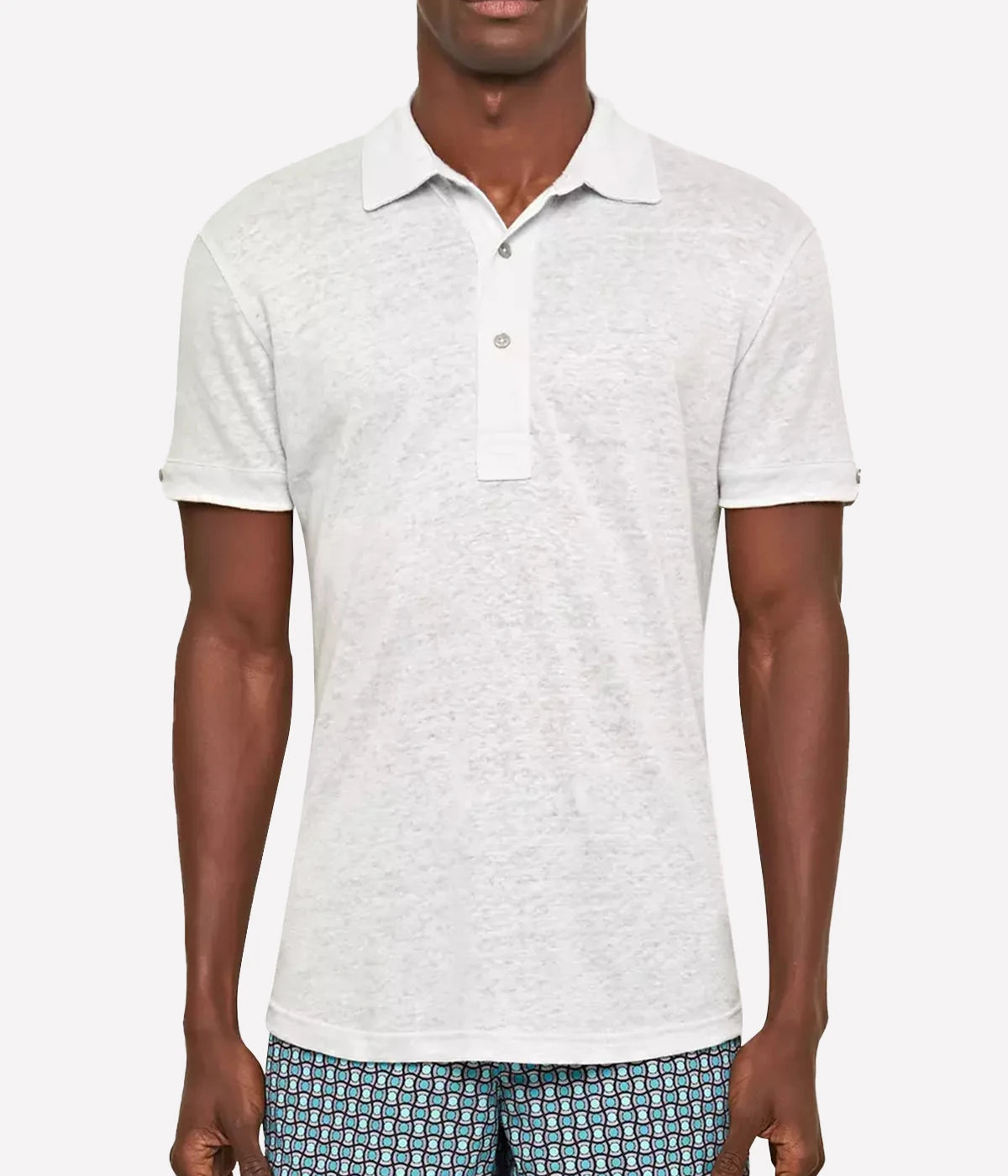 Sebastian Linen Polo in Serenity Blue