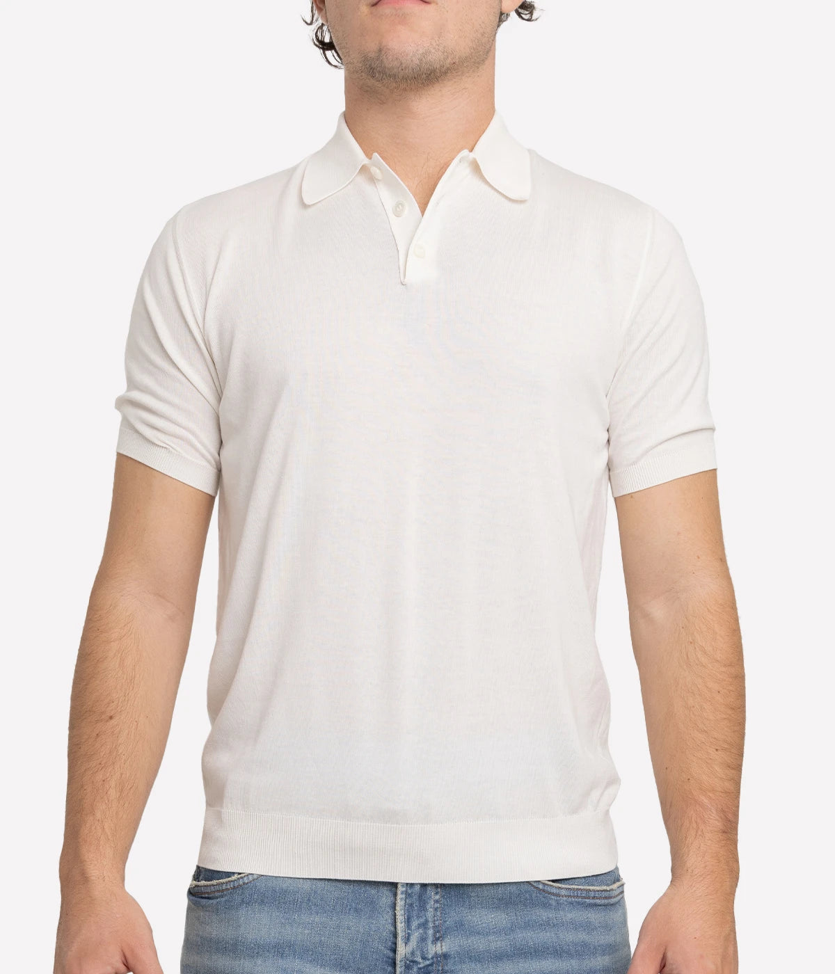 Short Sleeve Polo Shirt in Bianco