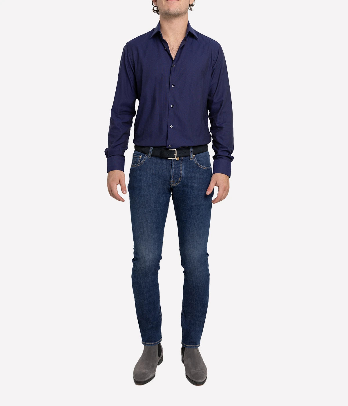 Slim Fit Business Shirt in Dark Navy