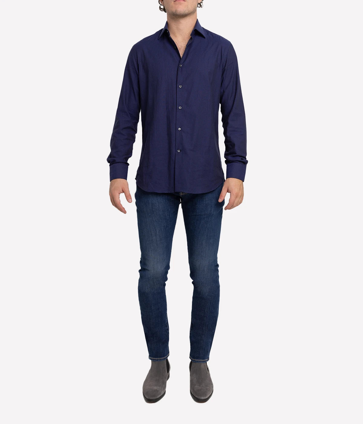 Slim Fit Business Shirt in Dark Navy