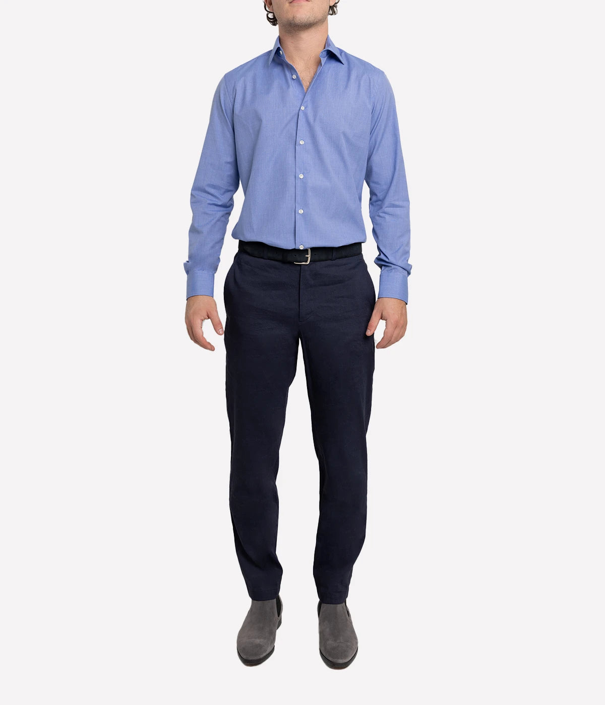 Slim Fit Business Shirt in Navy Cotton