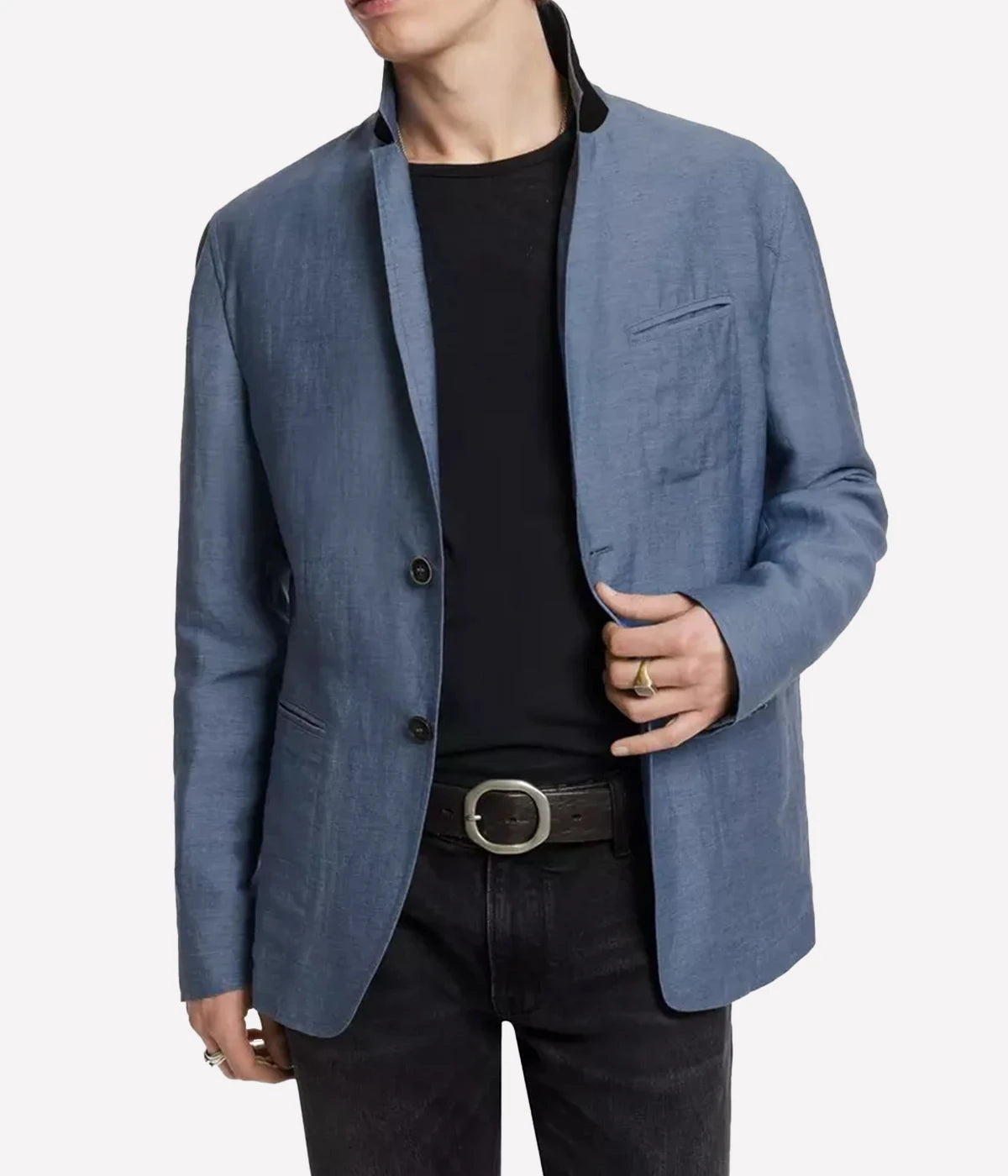 Slim Fit Notch Lapel Jacket in Dutch Blue