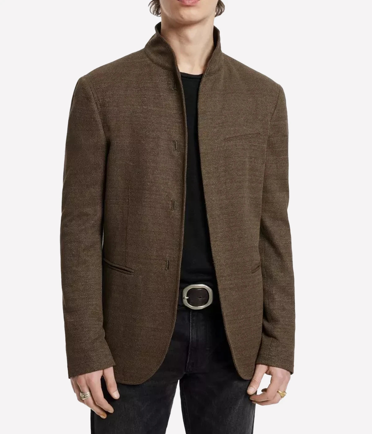 Slim Fit Shawl Collar Jacket in Walnut