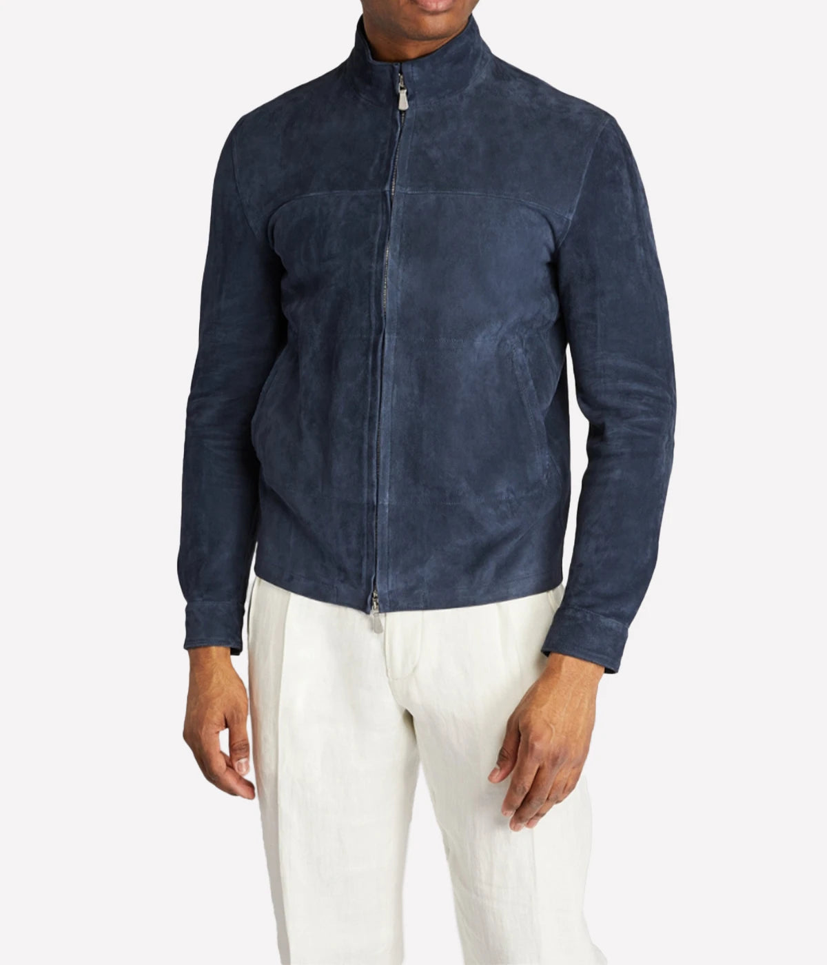 *FINAL SALE* Suede Full Zip Bomber in Blue