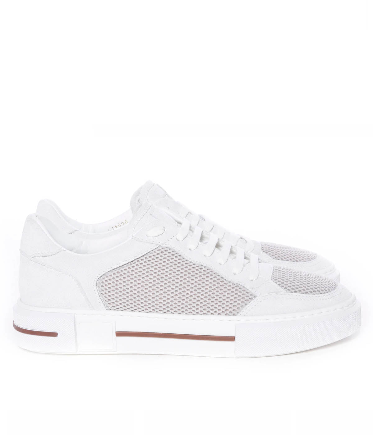 Suede & Nylon Sneakers in Bianco