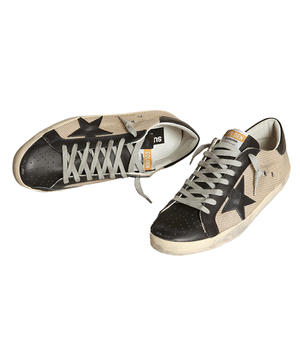Super-Star Net Upper Leather in Milk & Black