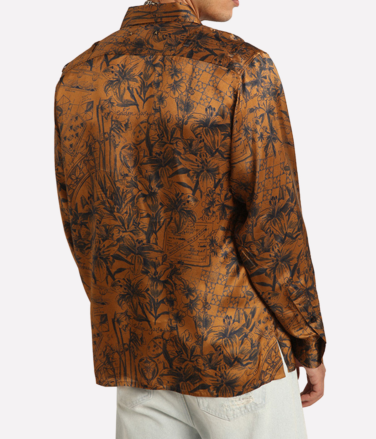 Journey Boxy Adam Notebook Print Shirt in Golden Brown & Blue