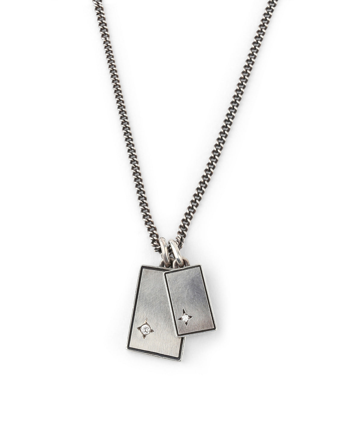 The Gudo Diamond Square Necklace in Silver