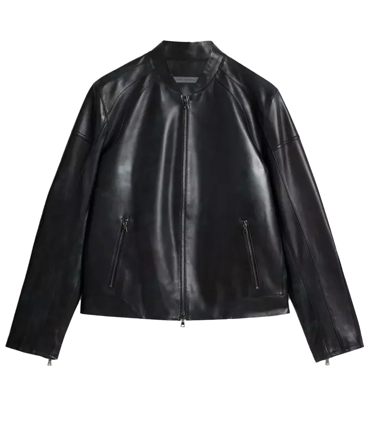 Zip Front Motorcross Jacket in Black
