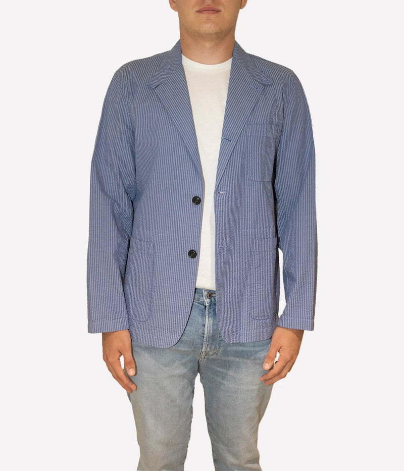 Jerome Men Woven Jacket in Blue Stripe