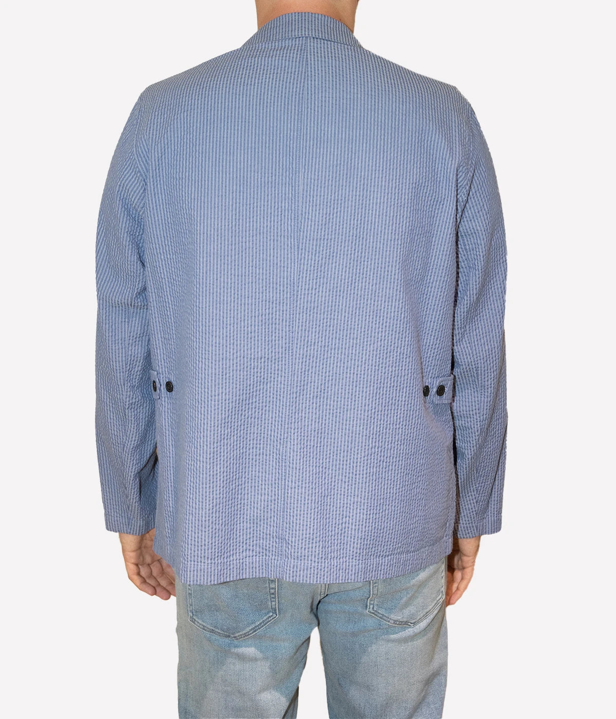 Jerome Men Woven Jacket in Blue Stripe