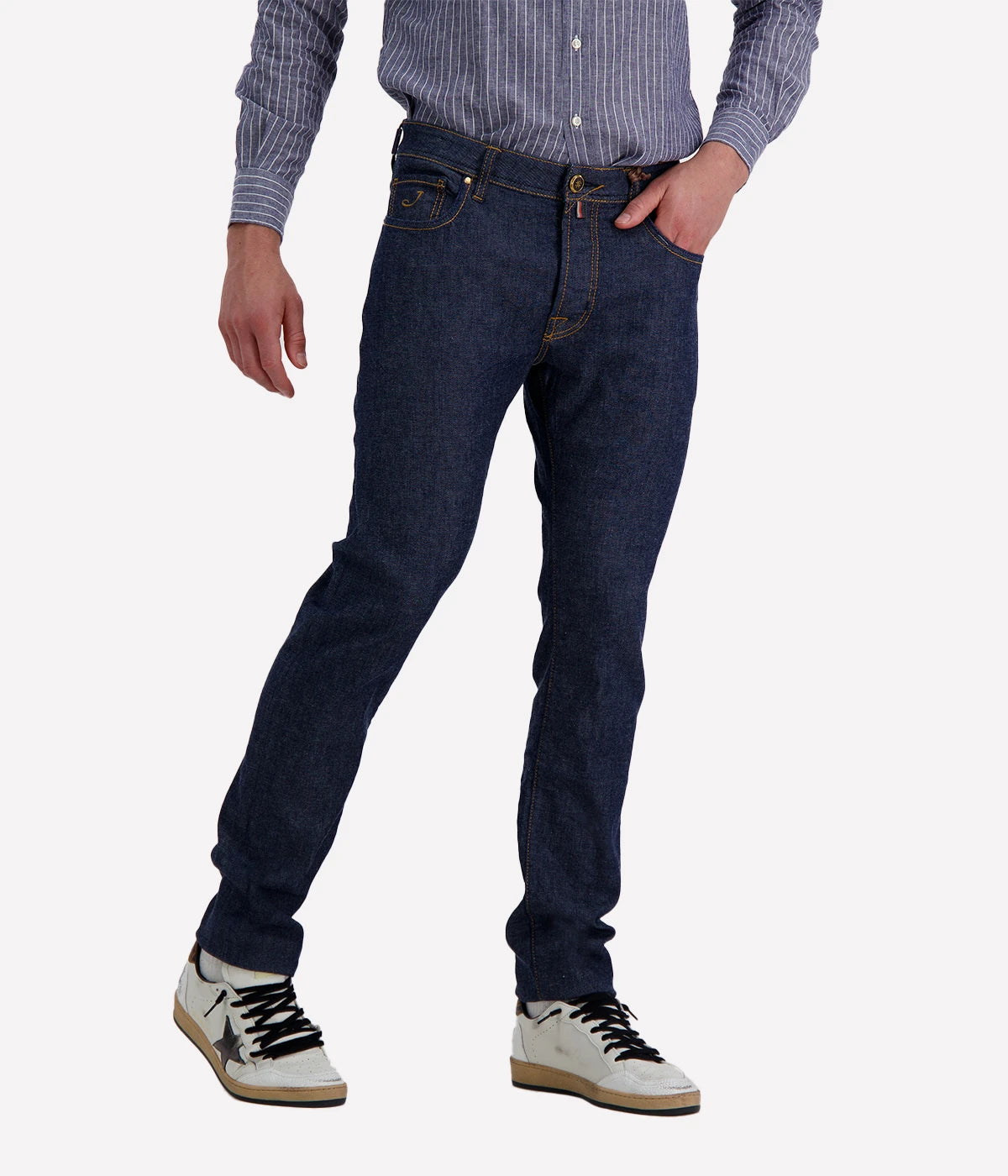 Limited Edition Bard 5 Pkt Slim Fit in 100D Dark Blue Navy Pony Patch