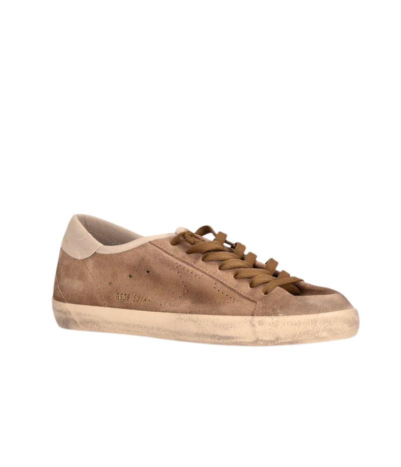 Golden Goose Super Star Sneaker In Tabacco & Cream - Angled Front Shot