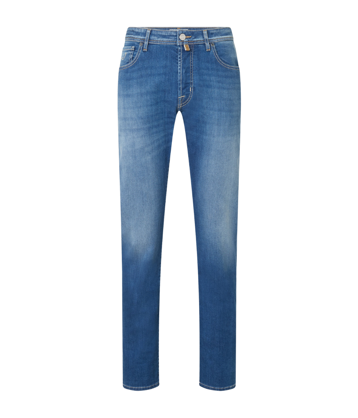 Jacob Cohën 5 PKT Slim Fit Bard Pant in Light Blue – flat lay view displaying regular-slim fit, light blue wash, and classic five-pocket styling.