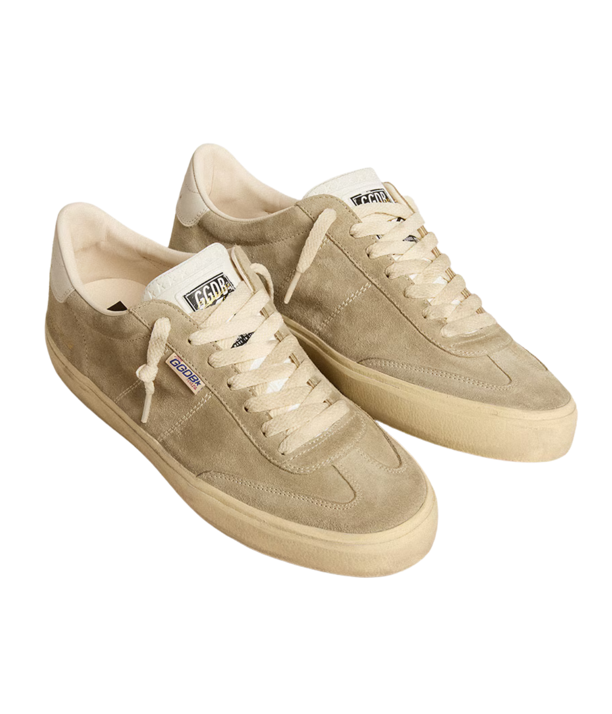 Golden Goose Soul Star Sneaker in Taupe & Milk - Angled Side Shot