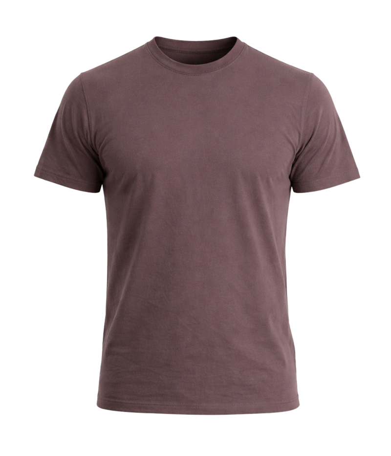AG Jeans Bryce Crew in Brown Slate – Ghost Mannequin Front View Cotton Crew Neck T-Shirt
