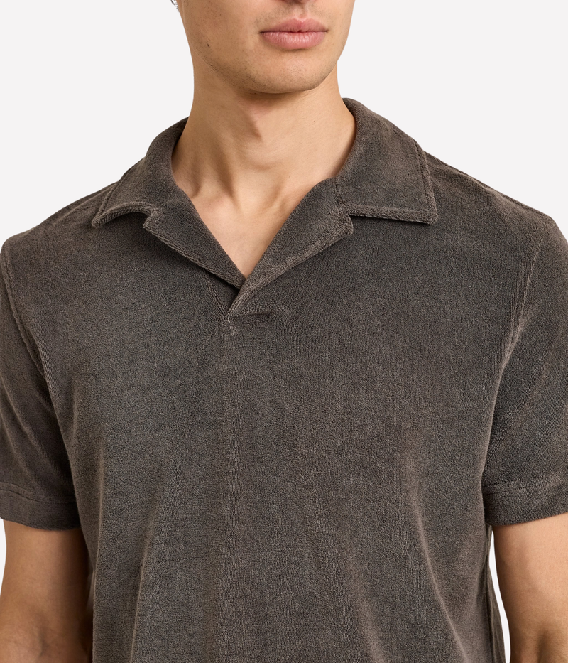 Terry Towelling Polo in Elephant Grey