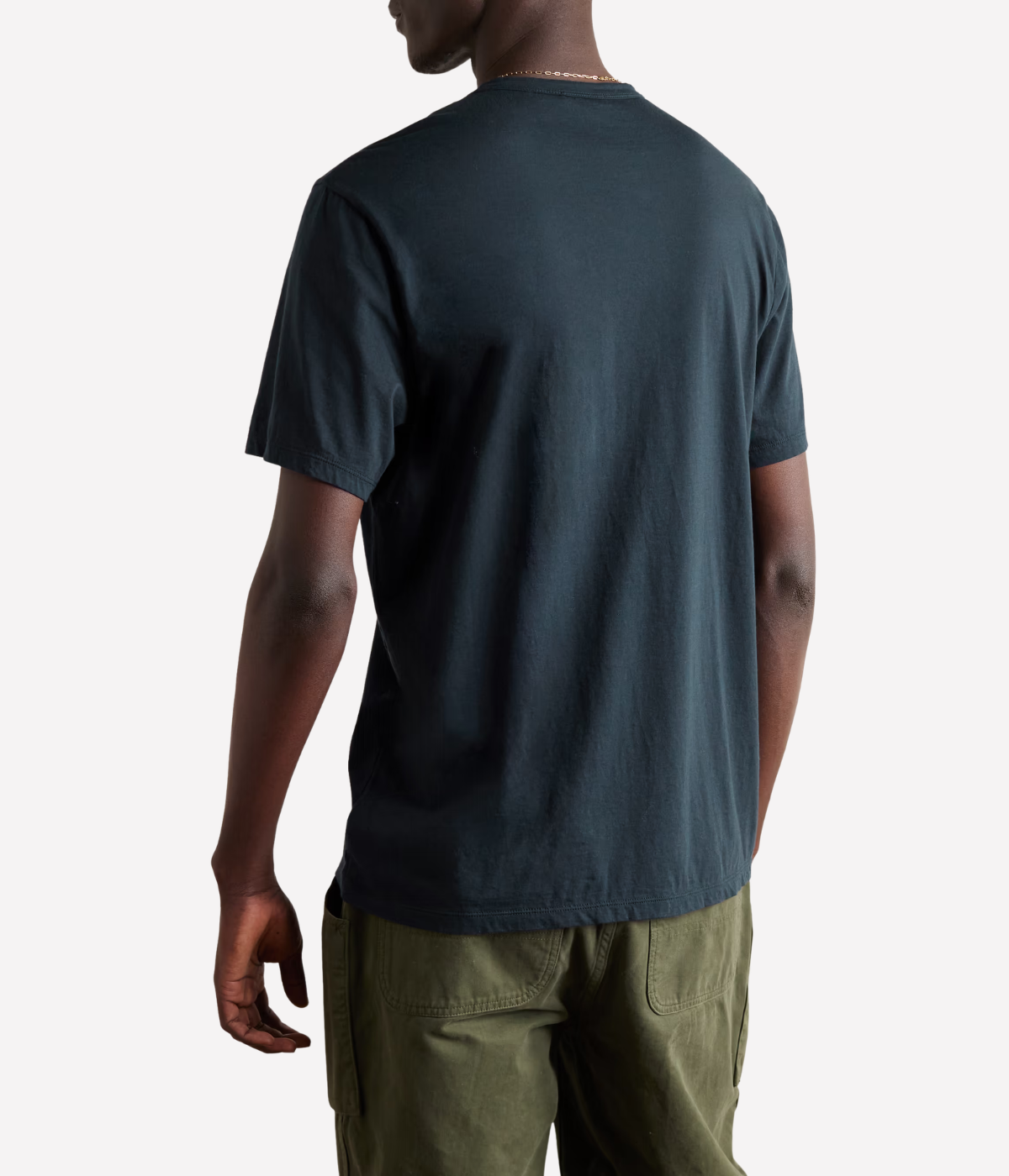 Luxe Lotus Jersey Crew Neck T-Shirt in French Navy