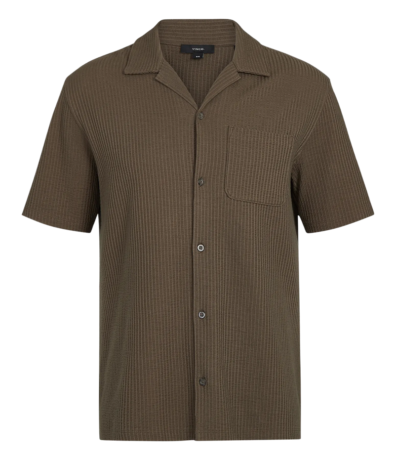 Seersucker Short Sleeve Cabana Shirt in Dome