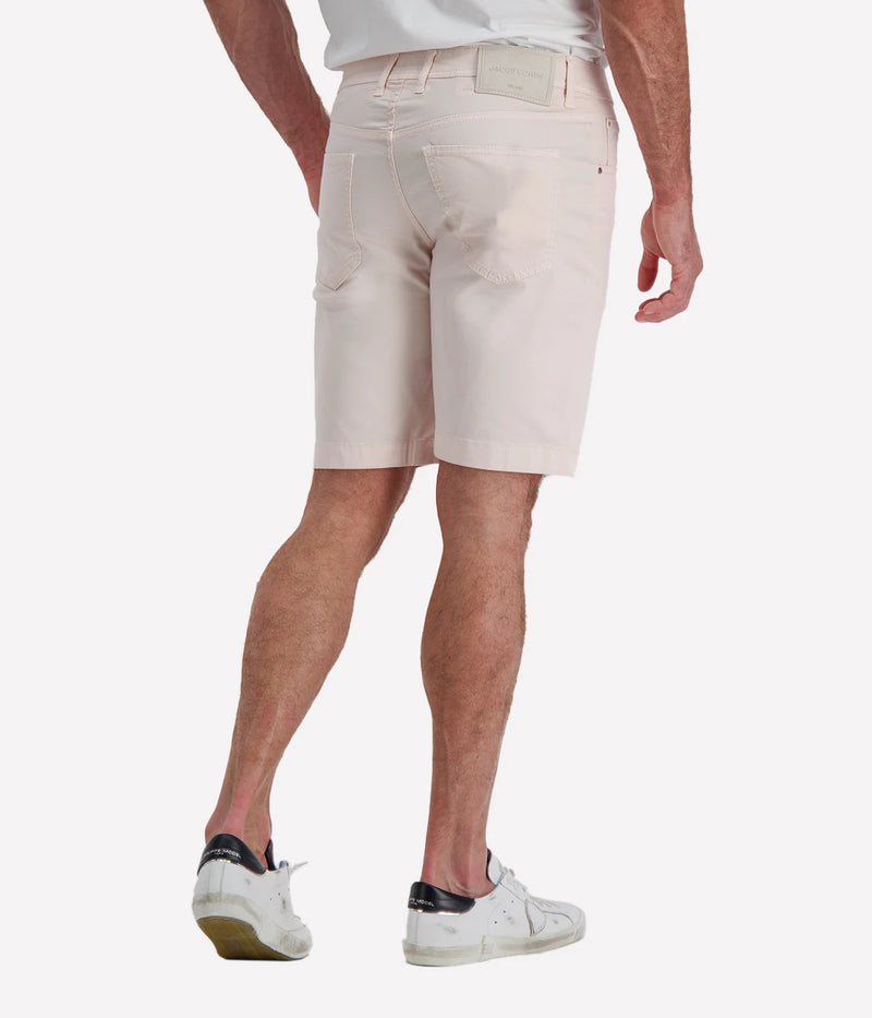 Jacob Cohën Lou Bermuda 5 PKT Slim Fit in Pink Suede Patch – Angled View Slim Fit Bermuda Shorts