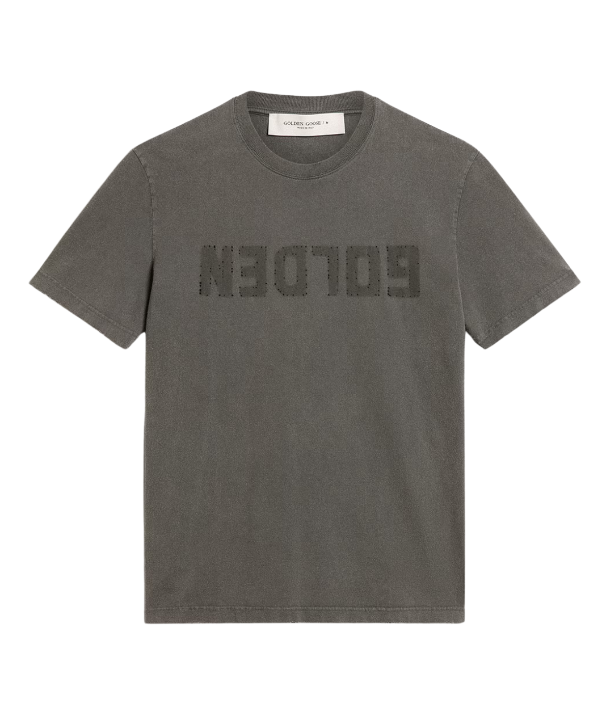 Golden Regular Distressed Cotton Shirt with Logo in Anthracite