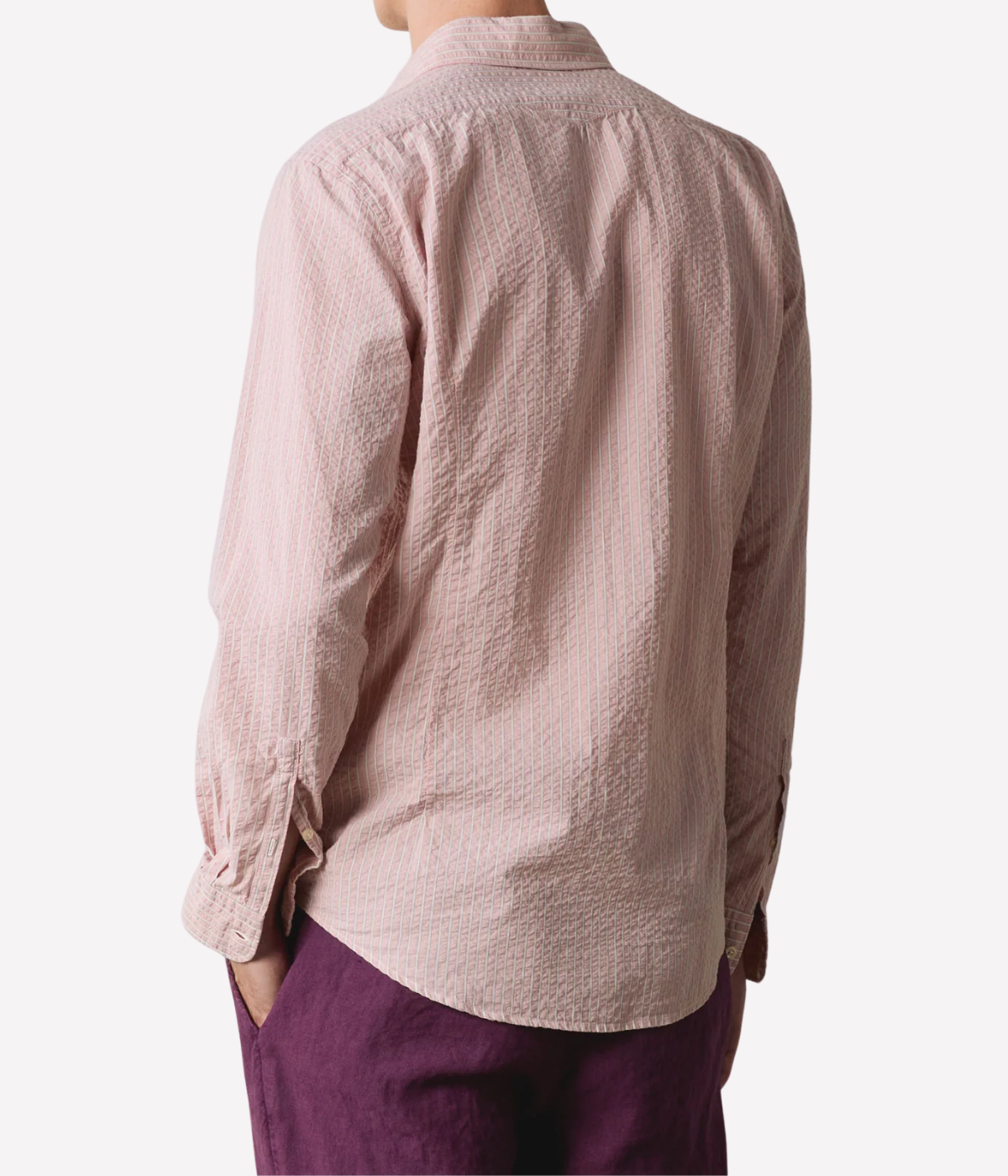 Massimo Alba Genova Shirt in Champagne – Back View Striped Cotton Shirt