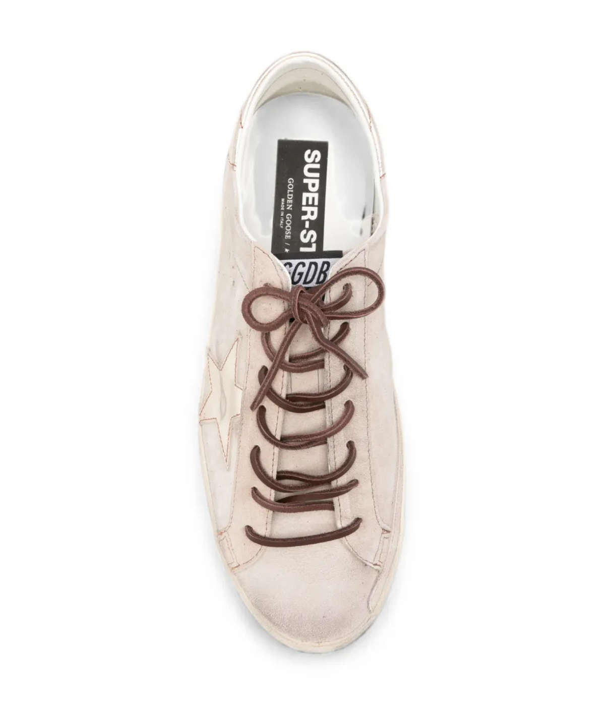 Golden Goose Super-Star Sneaker in Beige & Platinum - Top Shot