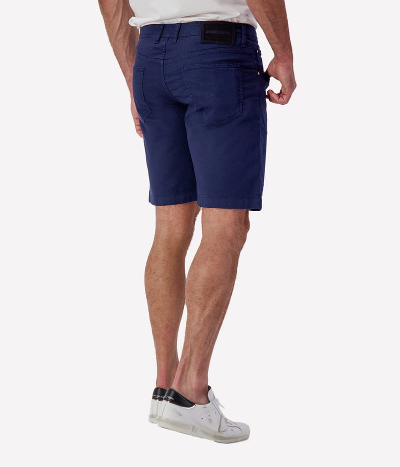 Jacob Cohën Nicolas Bermuda 5 PKT Slim Fit in Y73 Dark Blue Suede Patch – Back View Tailored Bermuda Shorts